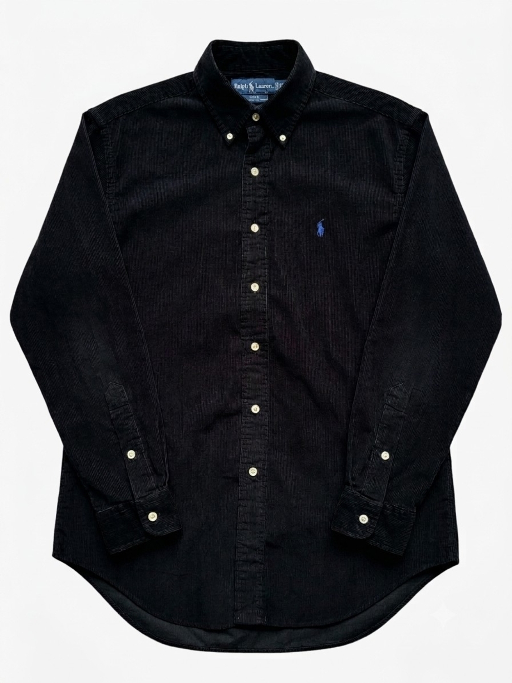 Ralph Lauren Blake Corduroy Long Sleeve Button Down Shirt Black Small Blue Pony